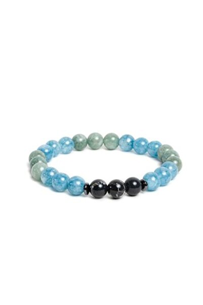 Ezera Fathia women's crystal bracelet - Blue & Green Jade, Black Shell Turquoise, 6mm, 17-18 cm