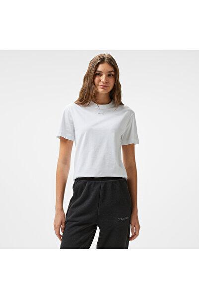 Calvin Klein Nano Logo Regular Kadın Beyaz T-Shirt