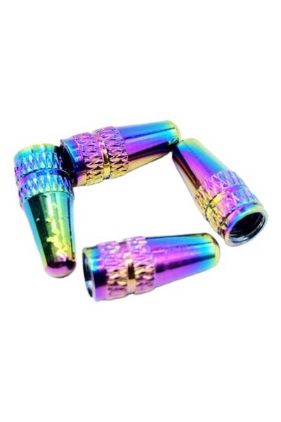 SEM Set of 4 Presta Tubeless Valve Caps, Aluminium, Multicolor