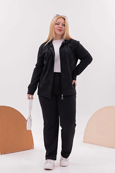 Siyezen Large Size Black Sparkling Stone Printed Sets