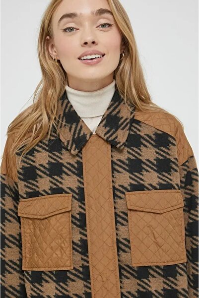 ONLY Onlselma Oversized Shirt-Jacket, Black/Brown, M