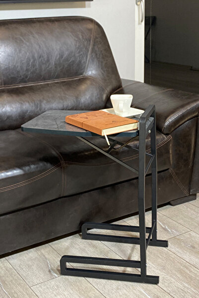 ALCHAİR Tagzo Serisi Mdf Antrasit İroni Katlanabilir Tekerlekli Yan Sehpa Si...