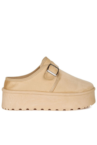 london Rag Buckle Strap Flatform Booties Beige