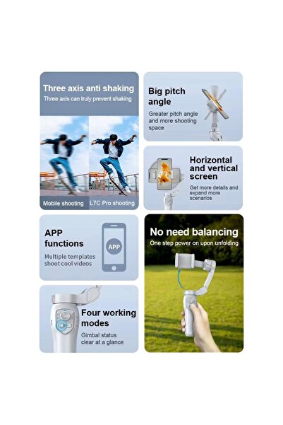 Tradeo L7C Pro 2024 Upgrade 3-Axis Smartphone Gimbal Stabilizer with Magnetic AI Tracking