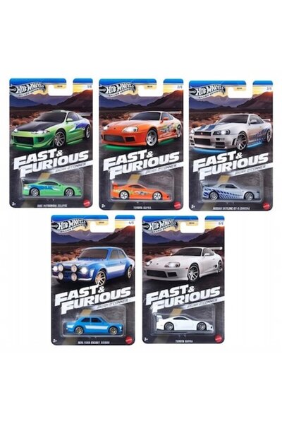 HOT WHEELS 5-Car Metal Set – Fast & Furious Brian O'Connor (JBY29), 7 cm, Multicolor