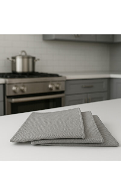 Orvila 3-Piece Gray Diamond Pattern Microfiber Glass Cloth General Cleaning Cloth Sensitive Surface Cleaning Cloth 40X40 cm