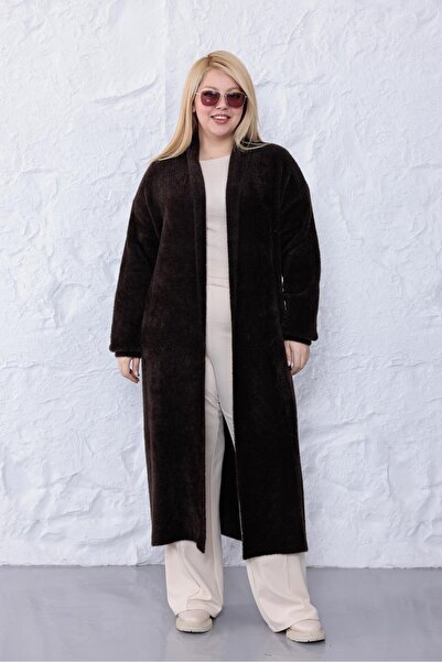 Siyezen Plus Size Bearded Long Cardigan