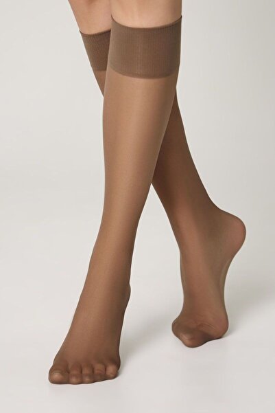 Conte Elegant Women's 3/4 Lycra long socks, Accent 40 Den (2 pairs) - Mink, 3...