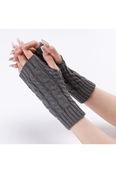 XTW Women's Winter Fingerless Gloves, Acrylic, Elastic, Dark Gray, One Size