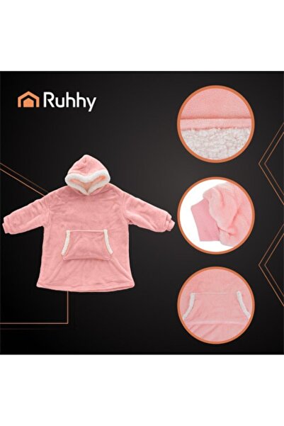 Ruhhy oversized hoodie, pink, soft polyester, comfortable, one size