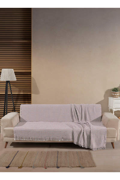 luxtex Houndstooth Patterned Multi-Purpose Throw, Bedspread, Sofa Cover, Tv Blanket, 180 X 200 cm