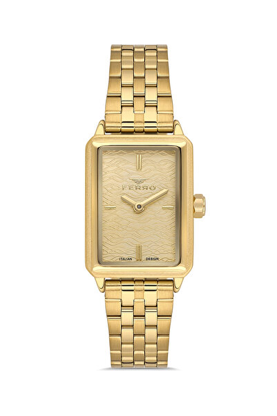 FERRO Women's Wristwatch Fl21626Awt-B4 with Yellow Steel and Burgundy Leather Cord Gift