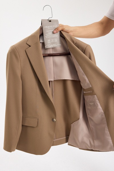 Frappoli Haldey Men's Mink Polyviscon Fabric Mono Collar Cover Pocket Half Lining Slim Fit 2-Piece Suit