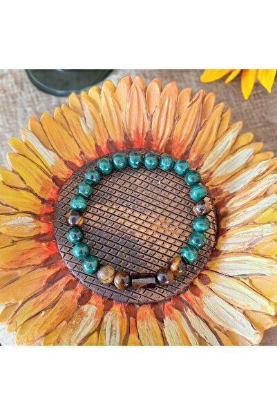 Ezera - Men's Bracelet, Malachite and Tiger Eye crystals, 19 cm