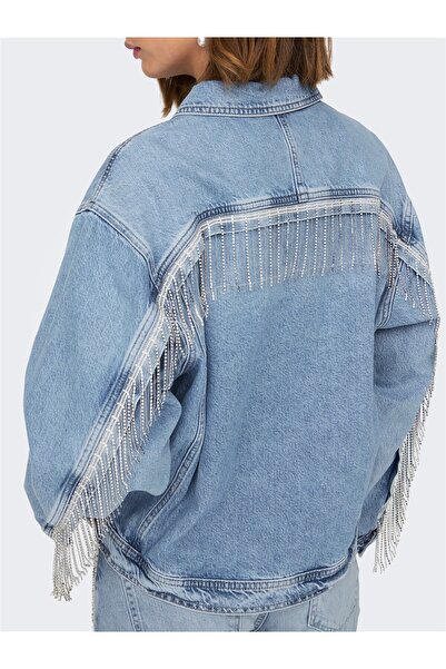 ONLY Onlsunset Ls Rhinestone Jacket Red Dnm Women's Light Blue Denim Denim Jacket - 15342631