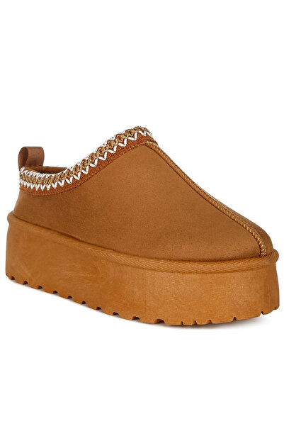 london Rag Women Embroidered Platform Classic Slip-On in Tan