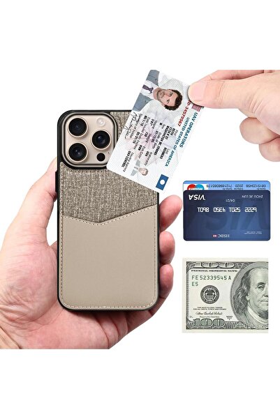 Margoun iPhone 16 Pro Max Leather Card Case with 1-2 Card Holder (Beige)