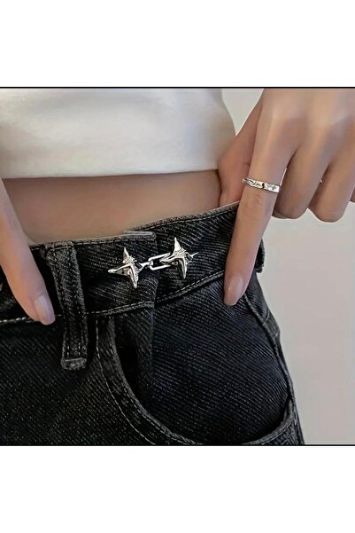 Vira Rise Gümüş Yıldız Bel Daraltma Aparatı Klipsler Pantolon Beli Daraltma Broş