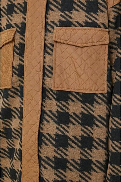 ONLY Onlselma Oversized Shirt-Jacket, Black/Brown, M