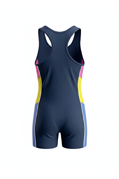 My-o Girls' Swimsuit with Shorts - Color Block Long Leg Sporty Training and Beach Swimwear