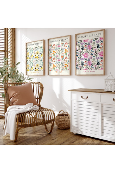 Tuba Decor Tabel din trei piese pentru camera de zi, sufragerie, bucatarie, cu rama din lemn