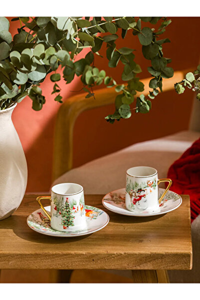 LC Waikiki Lcw Home White Christmas Themed Coffee Cup Set of 2