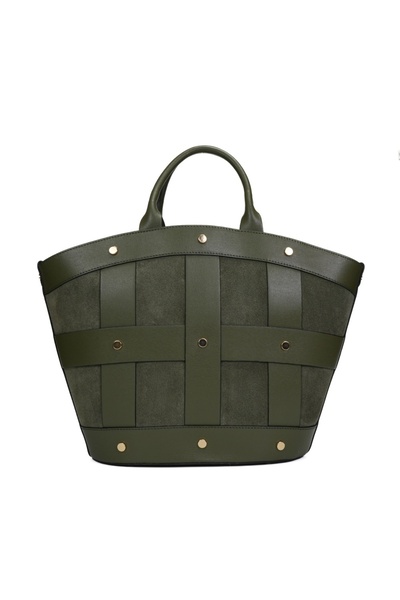 Posete Fagaras Damiana Leather Purse - Khaki, Genuine Leather Office Bag, Handbag, Bags