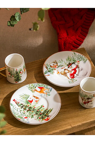 LC Waikiki Lcw Home White Christmas Themed Coffee Cup Set of 2