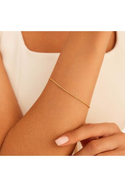 Bordo Kuyumculuk 14 Ayar Altın İnce Halat Bileklik 1,30 Mm