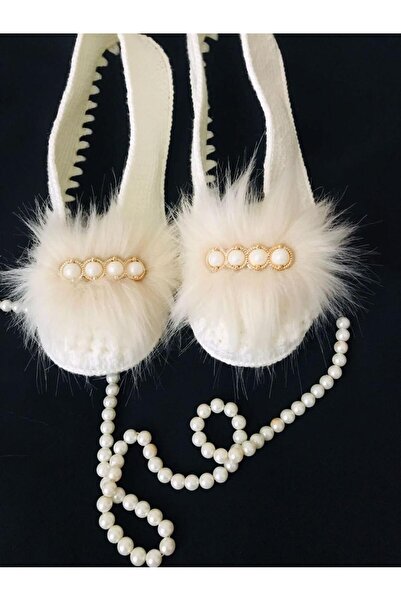 ruhaay El Örgüsü Keçe Tabanlı Taş Detaylı Örme Patik