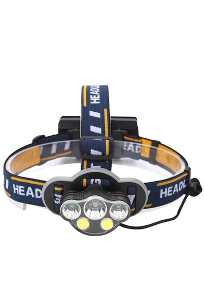 Mmgoqqt LED Headlamp Waterproof, 2x18650, High Brightness, Detachable, Black/Navy