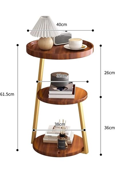 Türkiye Round Side Table 3-Tier Storage Metal Small Coffee Table