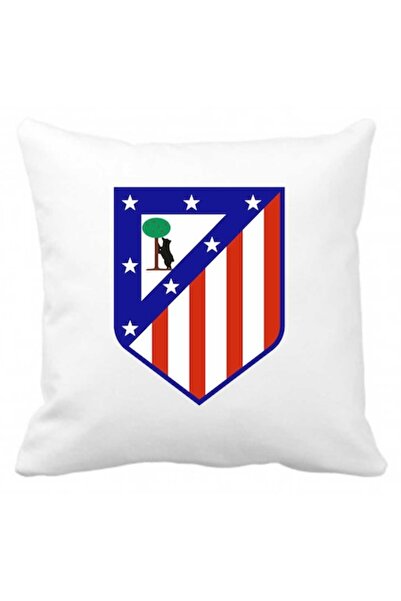 CRD PRINT Personalized Pillow with Atletico Madrid Logo Print, 40 x 40 cm, Polyester, White,