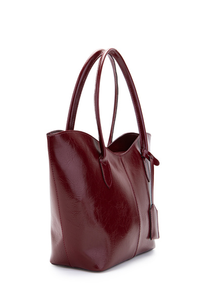 minebag Double Handle Faux Leather Hype Women's Shoulder Bag Burgundy