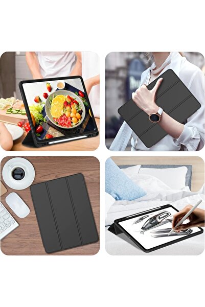 SKYDDAR INNOVATION Tablet case for iPad Pro 12.9, Pencil holder Flex Trifold, sticker set, Gray