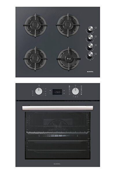 KUMTEL Digital Plus 15 Programlı 2'li Antrasit(Gri) Ankastre Set (Ocak-Fırın)