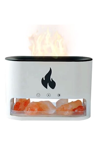 Kludoo Umidificator/difuzor de aromaterapie în formă de flacără cu cristale d...