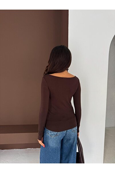 Elaxi Women's Boat Neck Finger-Looped Long Sleeve Full Stretch Fabric Cotton Viscose Buzzy Body T-Shirt