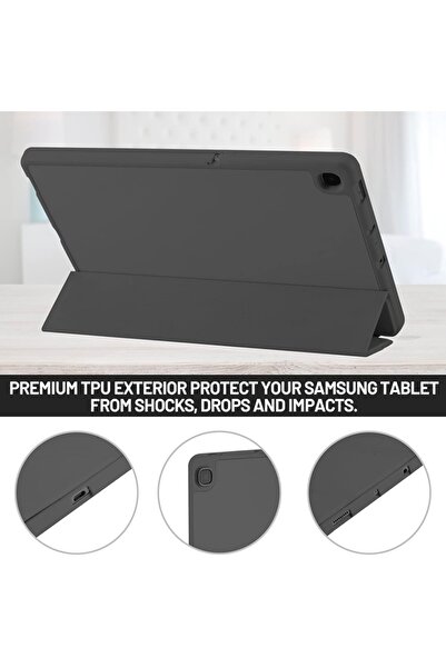 SKYDDAR INNOVATION Tablet case for Samsung Galaxy Tab S6 Lite, Pencil holder, Flex Trifold, sticker set, Black