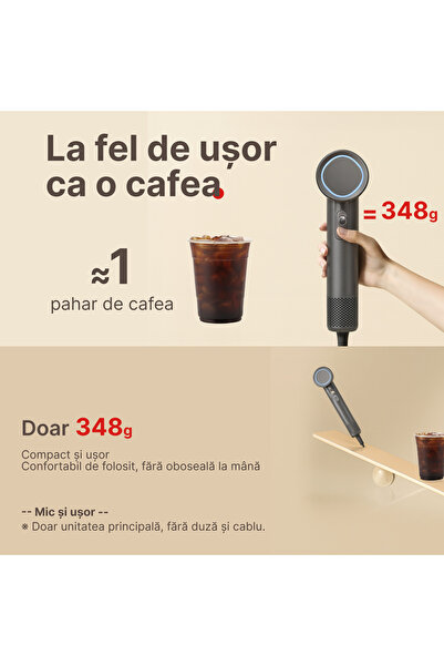 TnsAround TNS® Professional Hair Dryer, Compact, Ultra Silent 50dB, 200% Volume, Gray