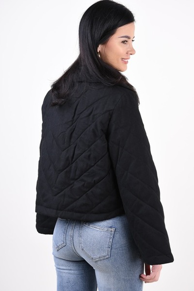 VILA Vivictoria short quilted jacket, Black, 40