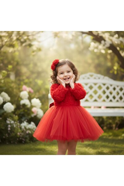 SweetMe 2-5 Years Old Multi-Layered Floral Special Occasion Birthday Girl Dress with Ribbon