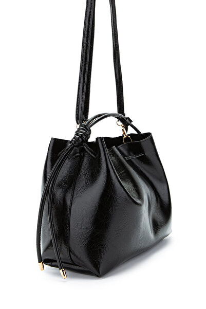 minebag Ruched Detail Yavru Çantalı Elin Women's Crossbody Bag Black