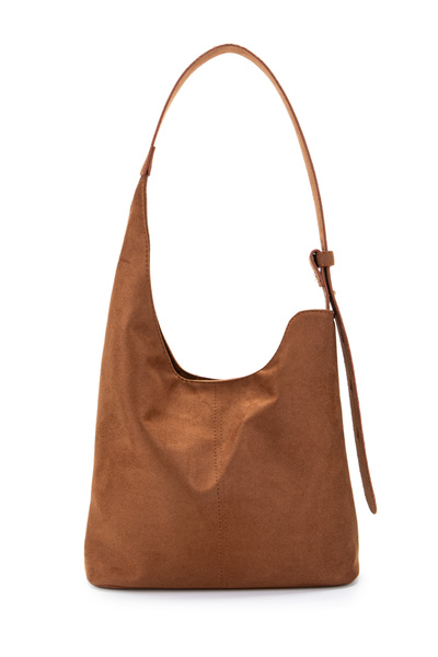 minebag Suede Curved Detailed Mona Handbag Brown