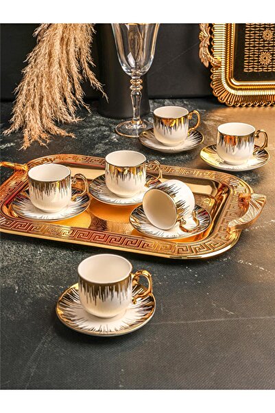 Paçi – ELİZA 6’lı Yaldızlı Türk Kahve Fincan Takımı – 90 ml