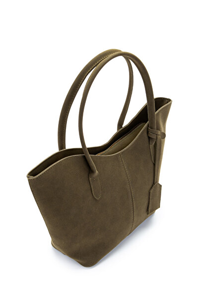 minebag Double Handle Suede Hype Women's Shoulder Bag Khaki