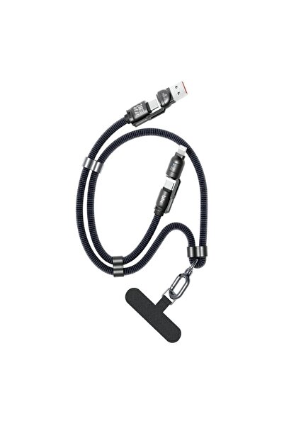 Bix 240W USB-A ve USB-C ve Lightning Çok Fonksiyonlu Askı İpli Premium Örgü 1...