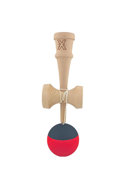 VİBE Kendama X, Profesionala, 18 cm, din Lemn, Rubber Grip, Rosu/Negru