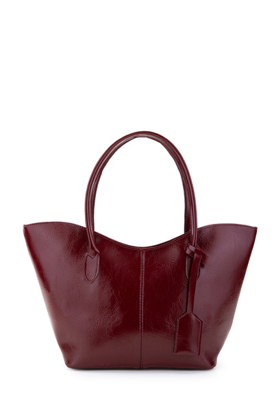 minebag Double Handle Faux Leather Hype Women's Shoulder Bag Burgundy