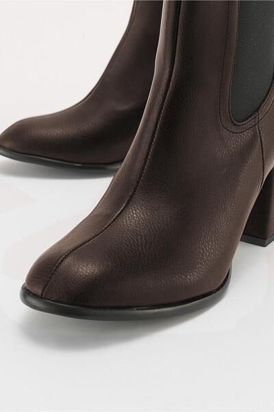 CCWAY AYAKKABI Buckle Heeled Boots Brown Leather